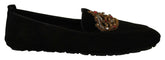 Dolce & Gabbana Black Leather Crystal Gold Crown Loafers Shoes -   -  Dolce & Gabbana.